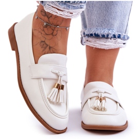 Mocasines Clásicos De Piel Con Flecos Camis Blanco 7