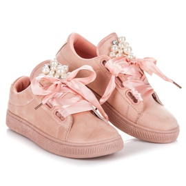 Deportivas Con Perlas rosado 2