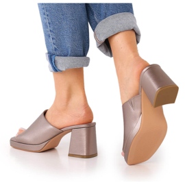 Zapatillas de casa de mujer Sergio Leone KL322 platino en un poste con una banda elástica plata 10