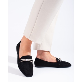 Mocasines Shelovet de ante negro con adornos 3