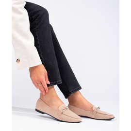 Mocasines Shelovet de ante beige con adornos 2