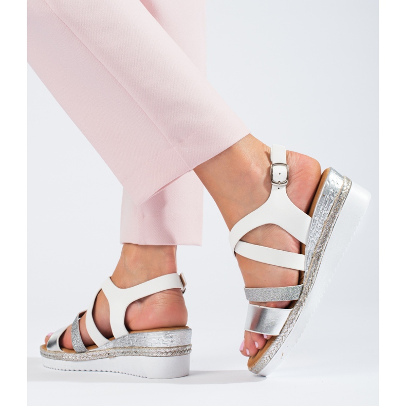 Sandalias cuña mujer Shelovet blancas blanco 1