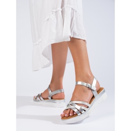 Sandalias cuña mujer Shelovet plateadas plata 3