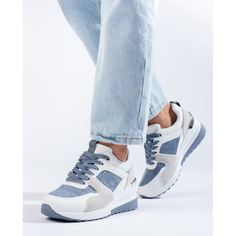 Deportivas mujer cuña Shelovet blanco y azul 1