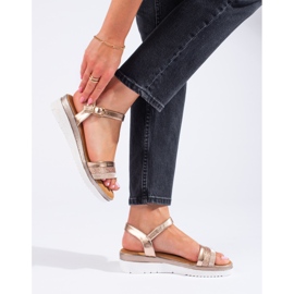 Sandalias mujer plataforma Shelovet oro dorado 3
