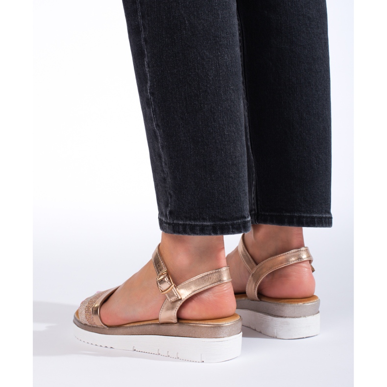 Sandalias mujer plataforma Shelovet oro dorado 2