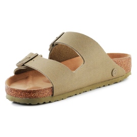 Chanclas de lona vegana con logo de remache Birkenstock 1023958 verde 2