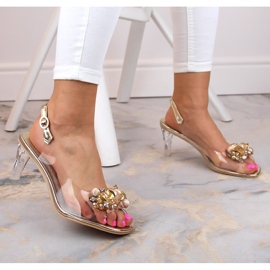 Sandalias mujer transparentes con piedras doradas Sabatina 1014-5 dorado 5