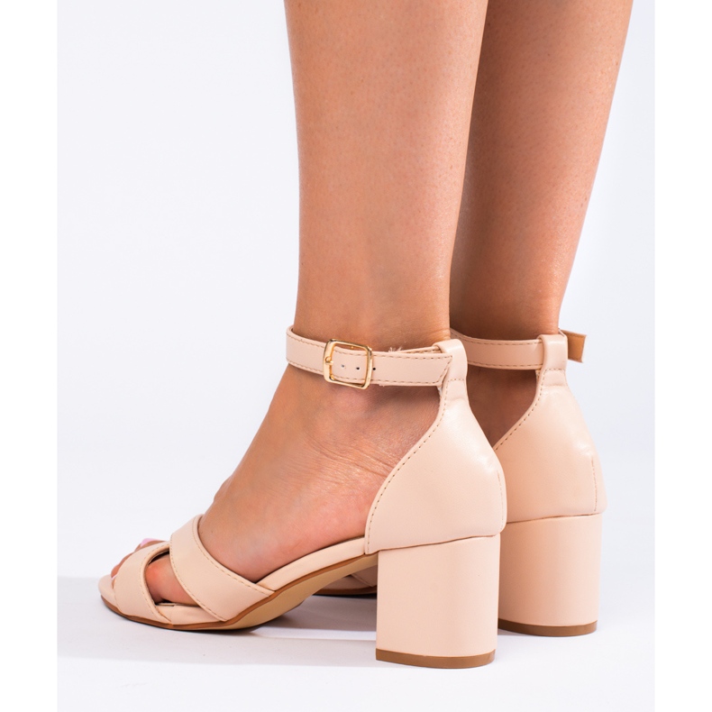 Sandalias mujer Shelovet beige con tacón 2