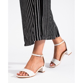 Sandalias de tacón bajo Shelovet de mujer elegantes clásicas blanco 1