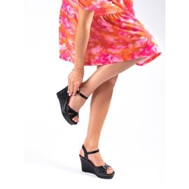 Sandalias cuña alta Shelovet negro 2