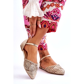 Sandalias Planas Mujer Elegantes, Doradas dorado 2