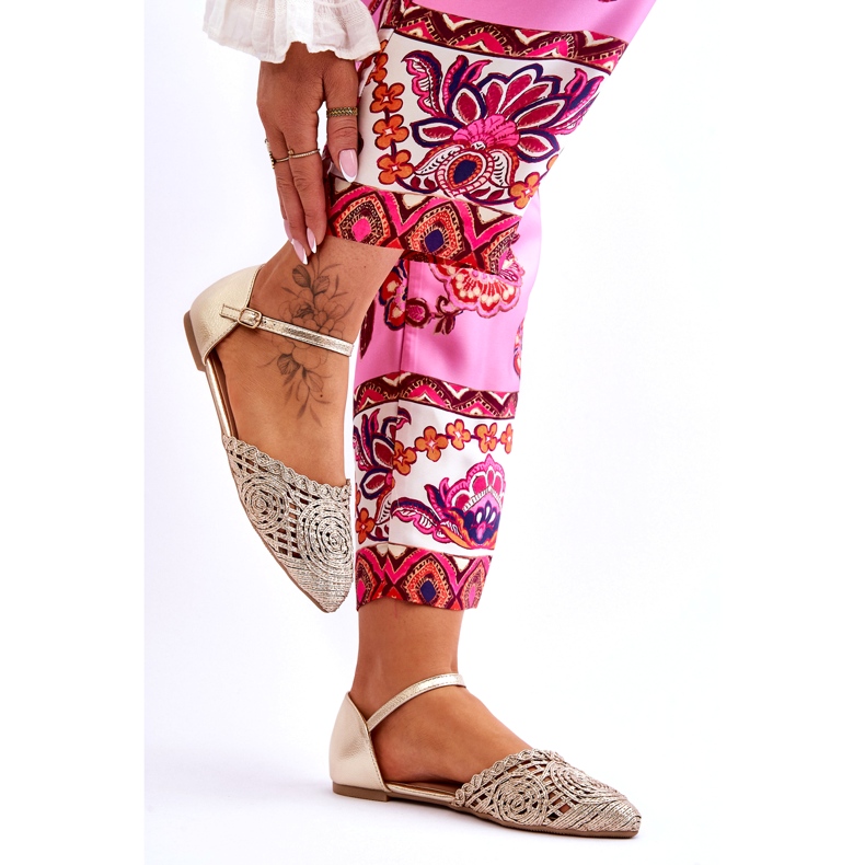 Sandalias Planas Mujer Elegantes, Doradas dorado 5