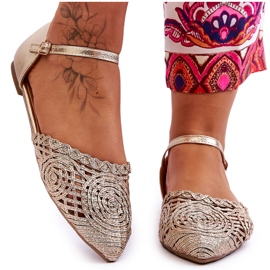 Sandalias Planas Mujer Elegantes, Doradas dorado 8