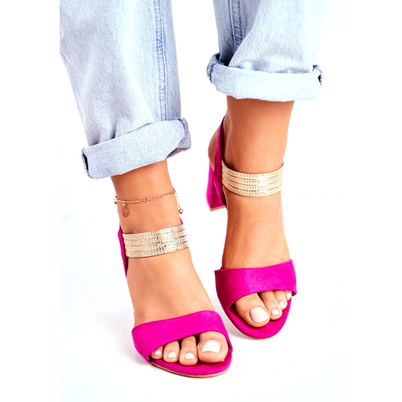 S.Barski De Mujer Sandalias Con Tacón Ante Fucsia rosado 2