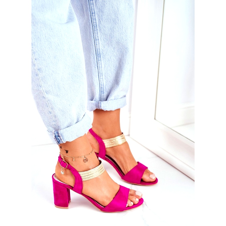 S.Barski De Mujer Sandalias Con Tacón Ante Fucsia rosa 1