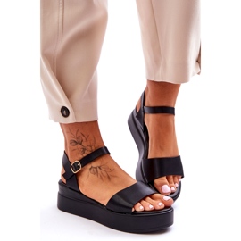 Sandalias Piel Cómodas Cuña Tifena Negra negro 2