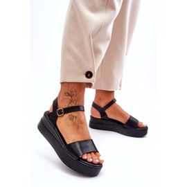 Sandalias Piel Cómodas Cuña Tifena Negra negro 4