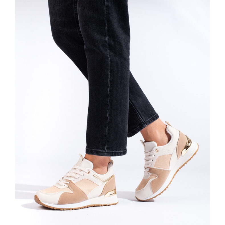 Deportivas mujer Shelovet beige blanco 1