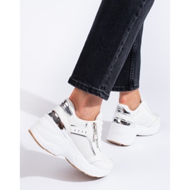 Zapatillas blancas Shelovet con suela gruesa blanco 2