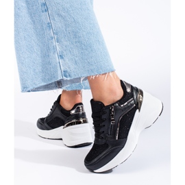 Zapatillas negras Shelovet con suela gruesa negro 3