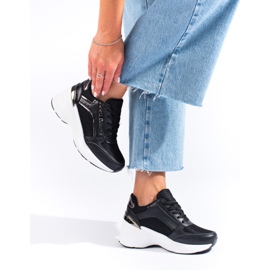 Zapatillas negras Shelovet con suela gruesa negro 2