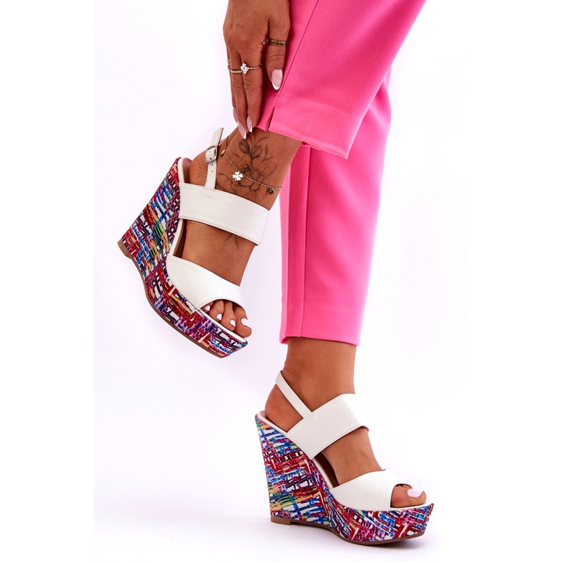 Sandalias Mujer Cuña Blanco Calderia 3 Sandalias Mujer Cuña Blanco Calderia 3