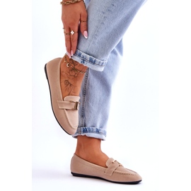 Mocasines clásicos sin cordones con decoración, beige claro 3