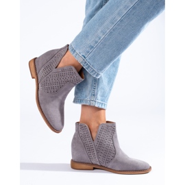 Botas cuña mujer caladas Shelovet gris 2