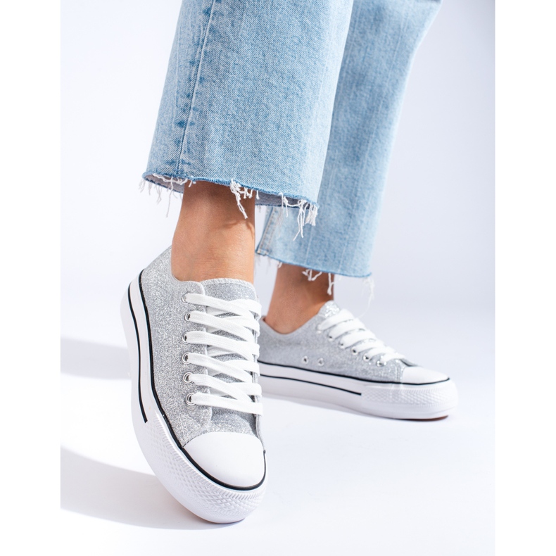 Zapatillas brocado gris con suela gruesa de Shelovet 1