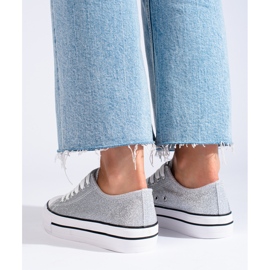 Zapatillas brocado gris con suela gruesa de Shelovet 2