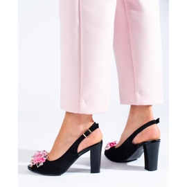 Sandalias mujer tacón con cristales Shelovet negro 3