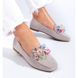 Mocasines en ante gris con cristales de Shelovet 1