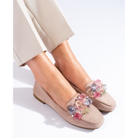 Mocasines en ante beige con cristales de Shelovet 1 Mocasines en ante beige con cristales de Shelovet 1