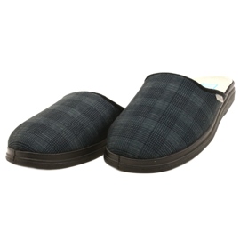 Pantuflas aislantes para hombre befado con estampado de cuadros de pu 132M016, azul marino 3