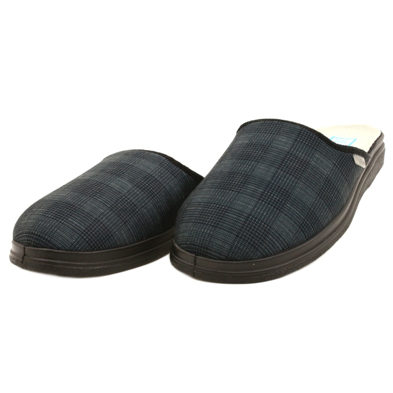 Pantuflas aislantes para hombre befado con estampado de cuadros de pu 132M016, azul marino gris 3