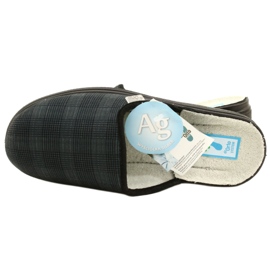 Pantuflas aislantes para hombre befado con estampado de cuadros de pu 132M016, azul marino gris 5