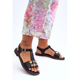 Sandalias Mujer S.Barski Con Piedras KV-2775-30 Negro 2