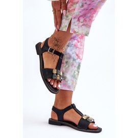 Sandalias Mujer S.Barski Con Piedras KV-2775-30 Negro 4