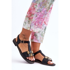 Sandalias Mujer S.Barski Con Piedras KV-2775-30 Negro 6