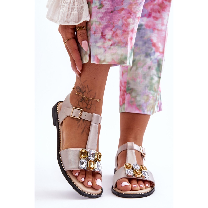 Sandalias Mujer S.Barski Con Piedras KV-2775-30 Beige 1