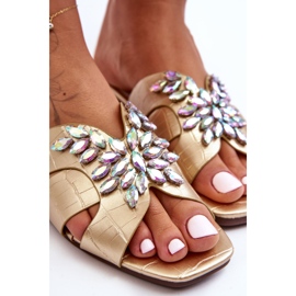 Pantuflas Con Piedras Decorativas S.Barski 617-22 Oro dorado 2