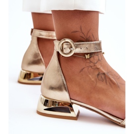 Sandalias De Piel Con Tacones Dorados Laura Messi 2143 Oro 3
