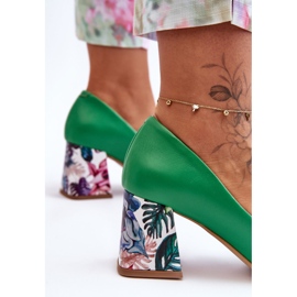 Lewski Shoes Zapatos De Salón De Piel Con Tacón Decorativo Leski Shoes 2608/K Verde 3