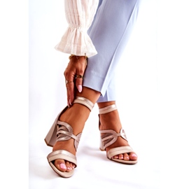 Sandalias Mujer Cuero On A Massive Bar Maciejka 05514-04 Beige-Oro 1