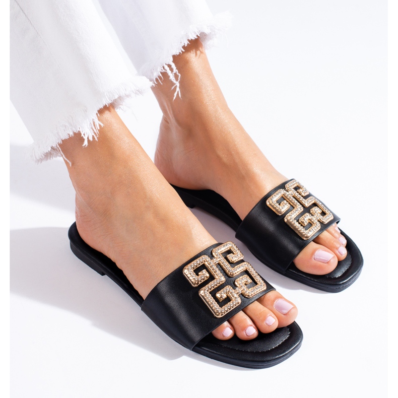 Elegantes zapatillas de estar por casa Shelovet negras negro 1