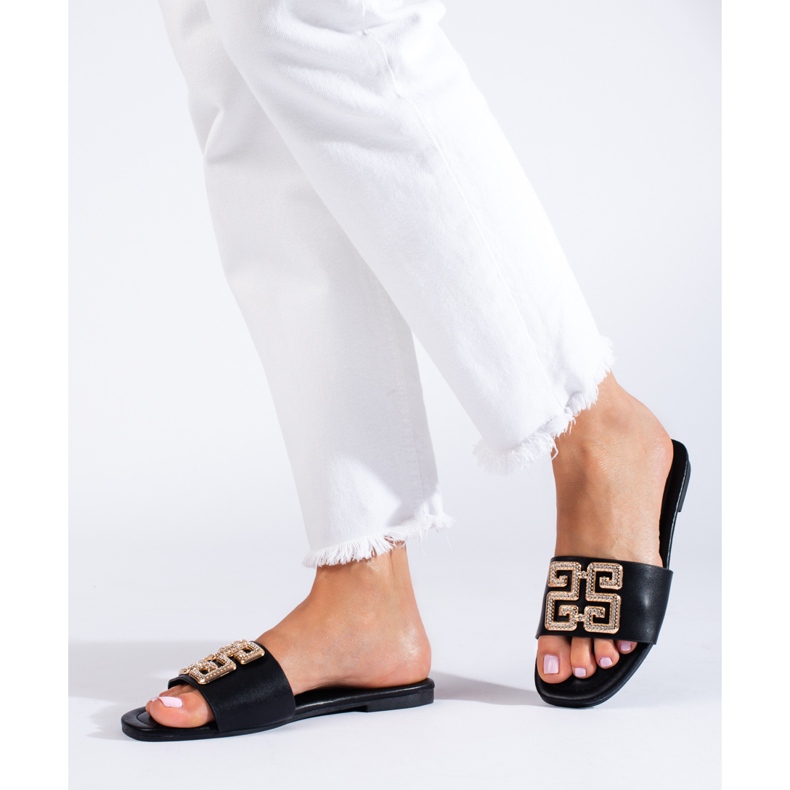 Elegantes zapatillas de estar por casa Shelovet negras negro 2