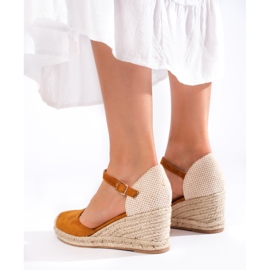 Alpargatas mujer cuña Shelovet camel marrón 3