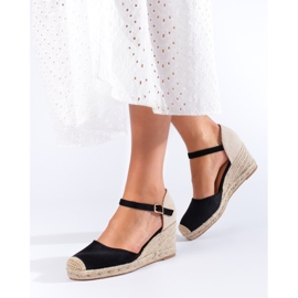 Alpargatas mujer cuña Shelovet negro 1