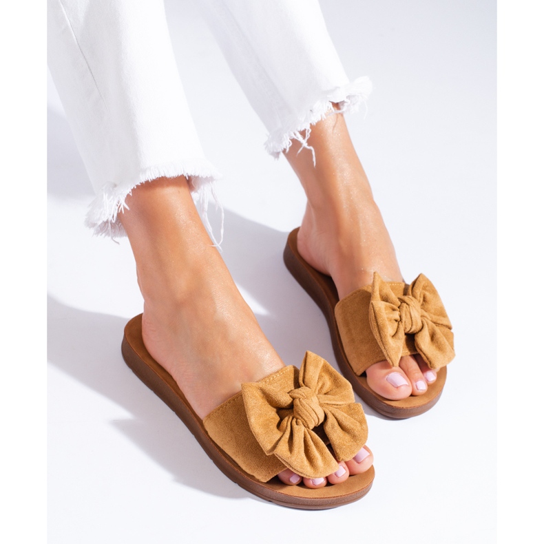 Sandalias de mujer marrones con lazo Shelovet marrón 2